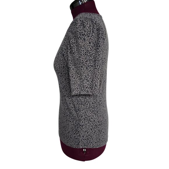 Women's Democracy Gray Leopard Print Keyhole Neck Blouse | Size XS - Picture 2 of 10